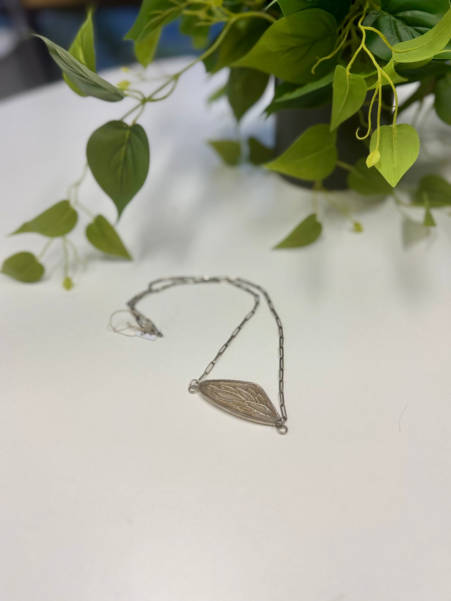 Sterling Silver Tufa Cast Butterfly Wing Necklace
