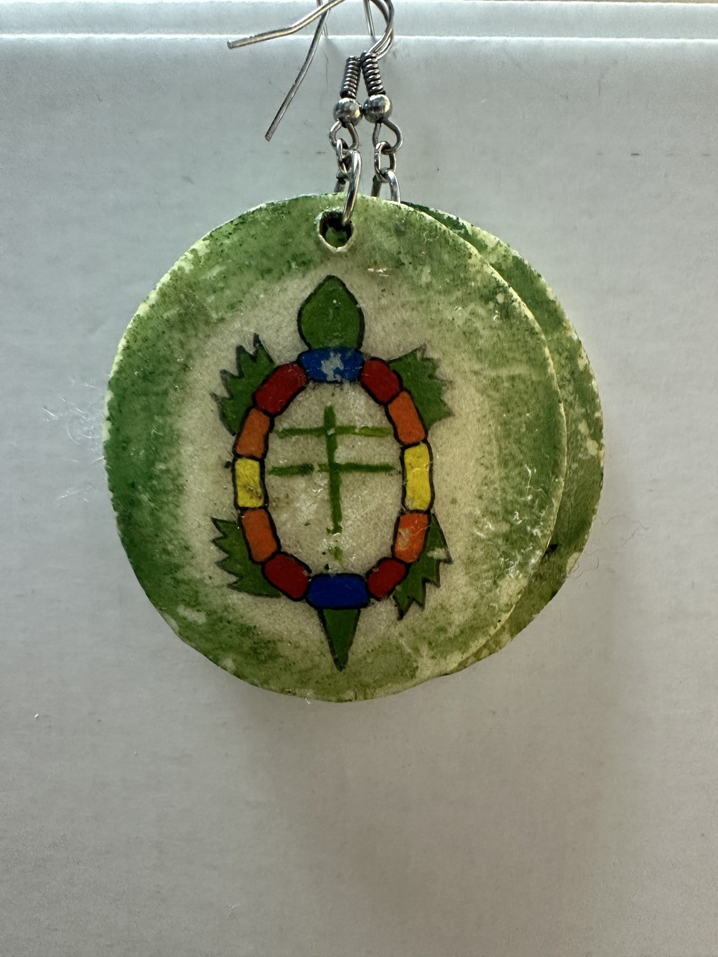 Earrings - Painted Turtle Island - Hide