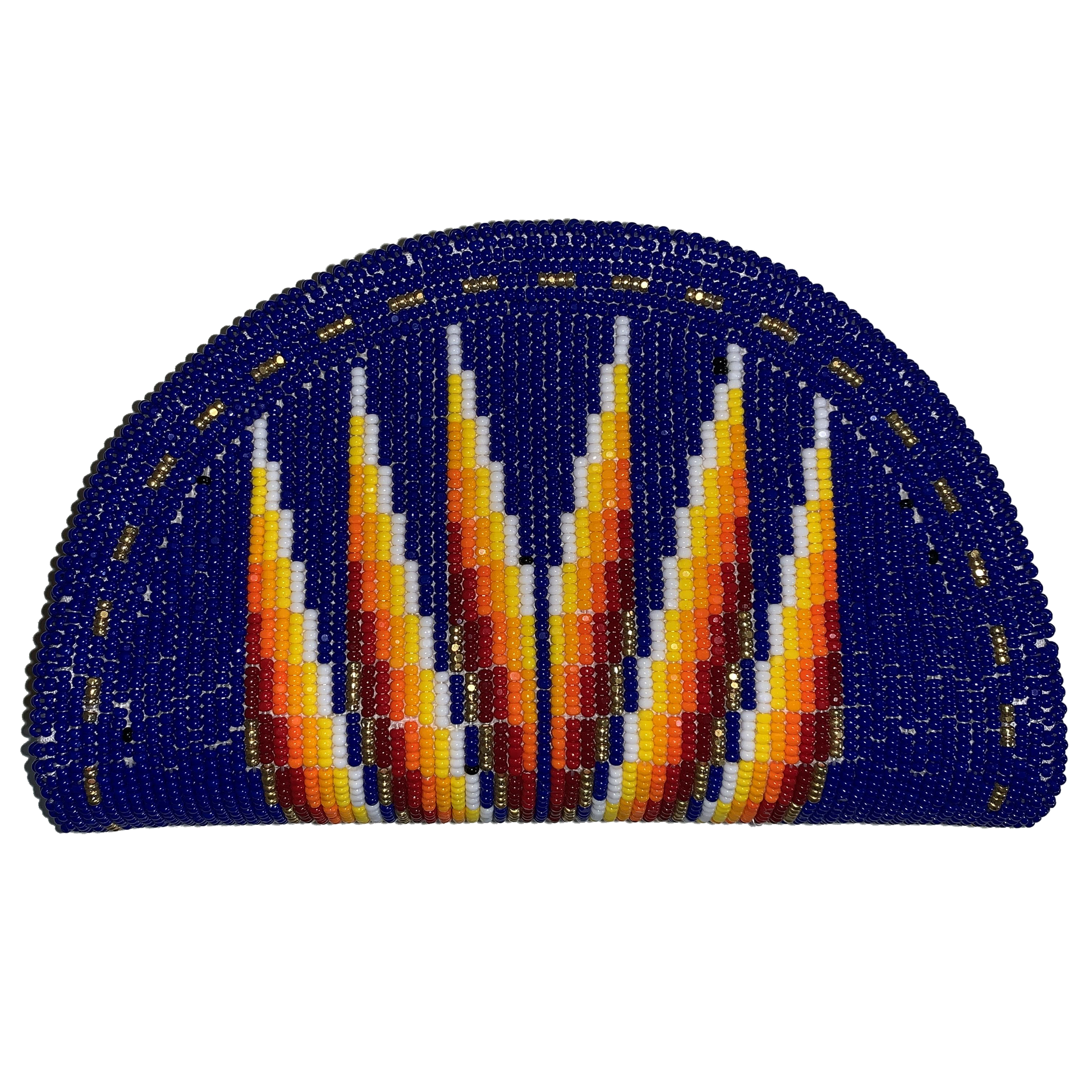 Royal Blue Beaded Purse on Smoked Buckskin - Intertribal Creatives by Running Strong for American Indian Youth
