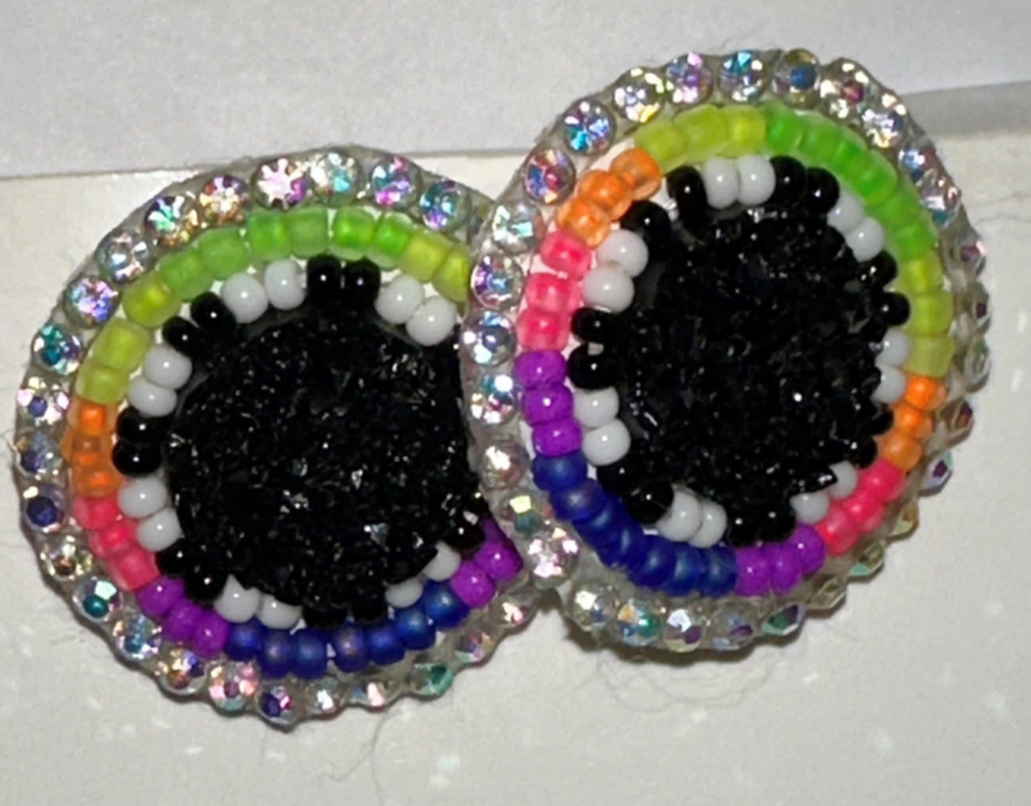 Beaded Earrings - Green Pink Blue Purple