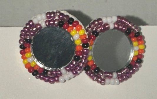 Beaded Earrings - Pink White Black Red Yellow with Mirror