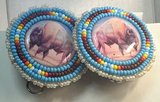 Beaded Earrings with Buffalo Cab