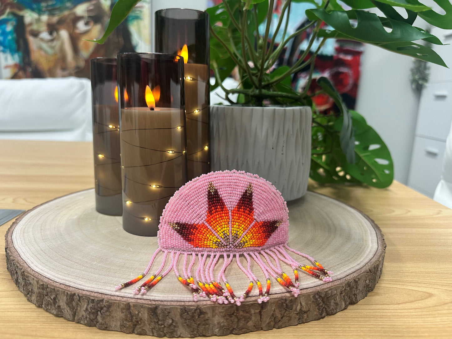 Beaded Barrette on Buckskin