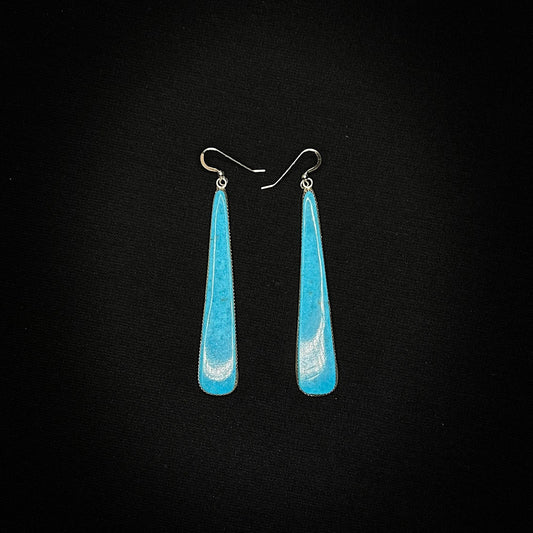 Earrings- Long Turquoise Dangles- Milford Calamity Jewelry
