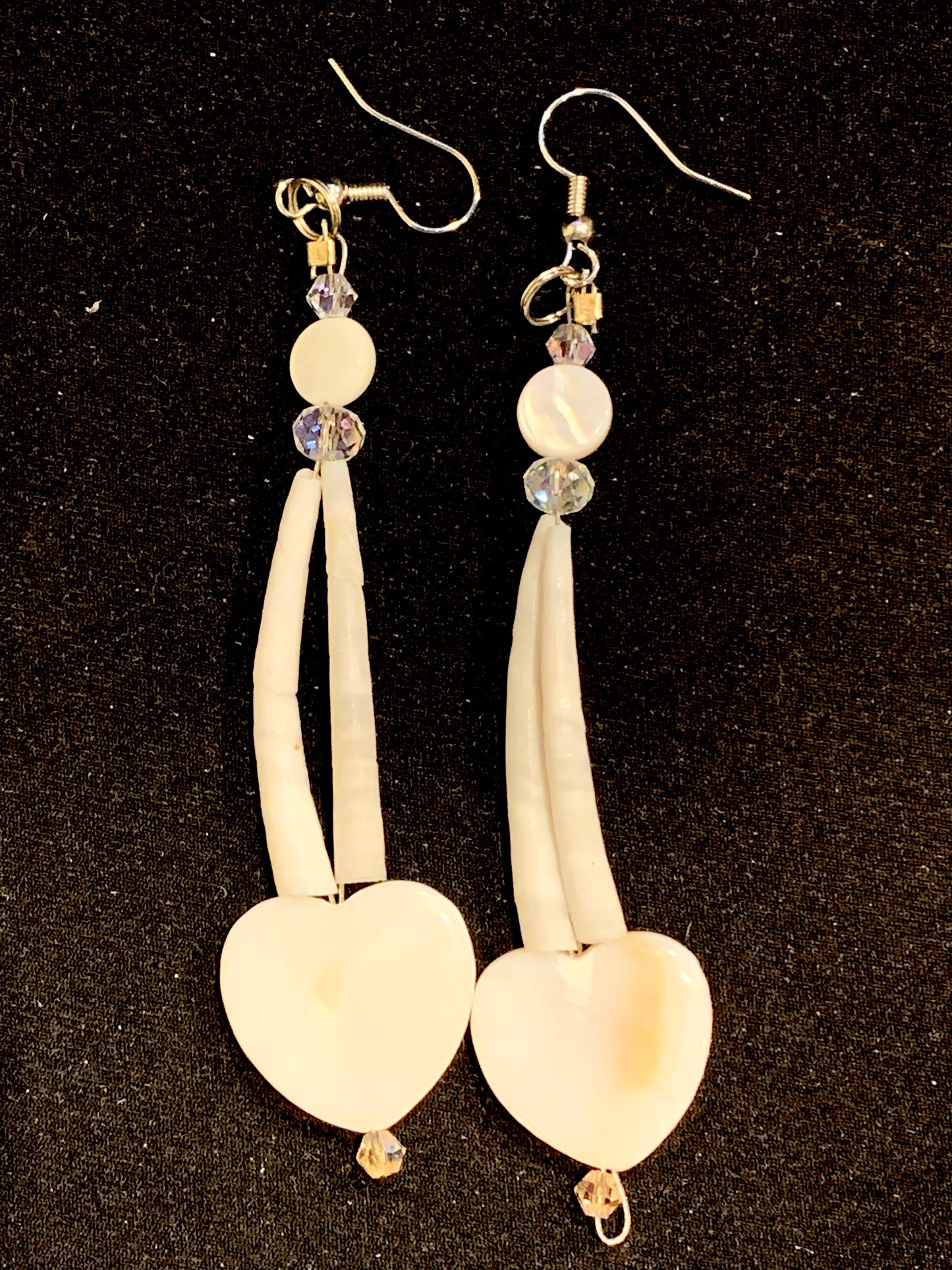 Amaris Makes Good - Two Tiered Dentalium Earrings with Hearts