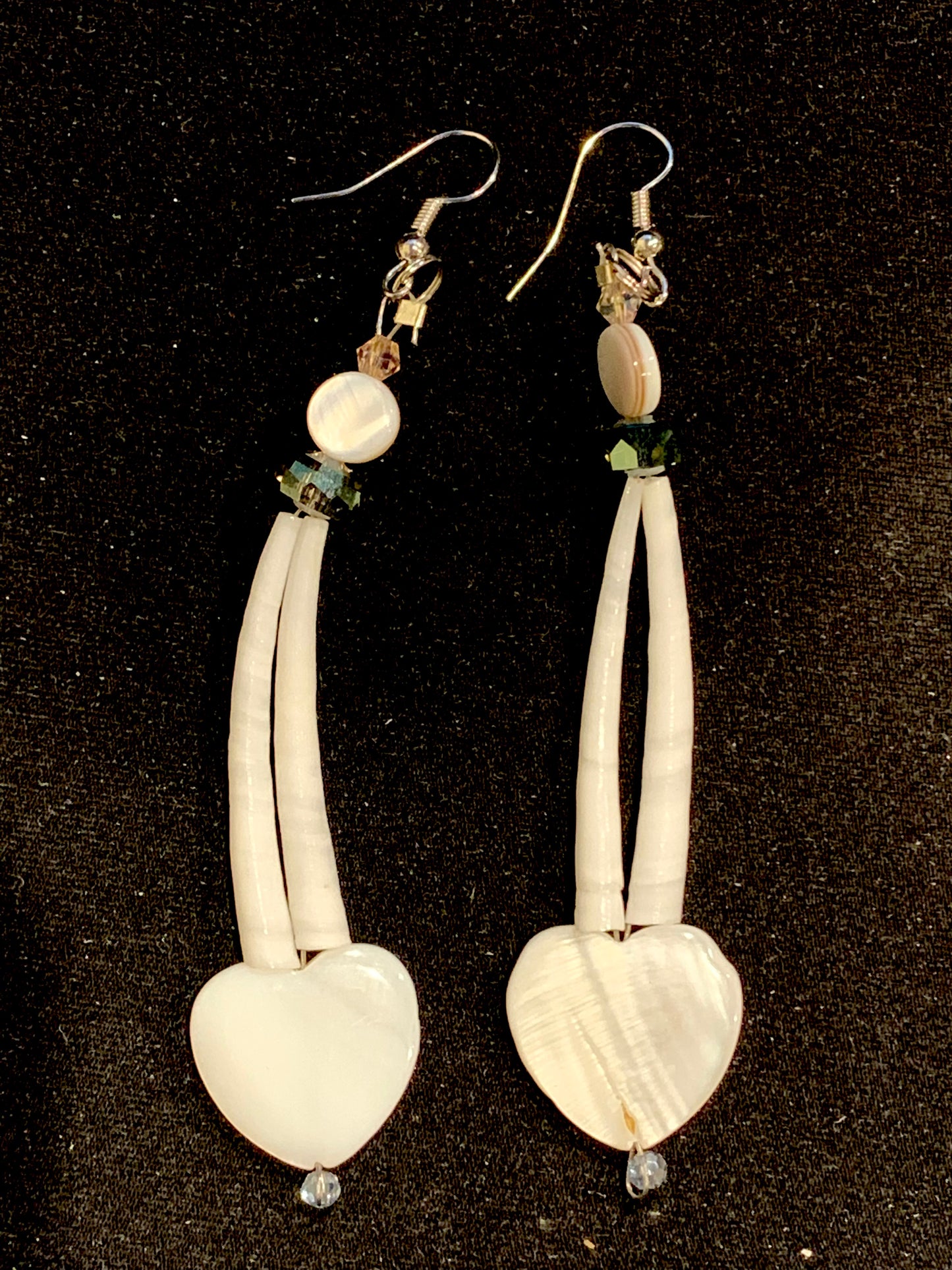 Amaris Makes Good - Two Tiered Dentalium Earrings with Hearts
