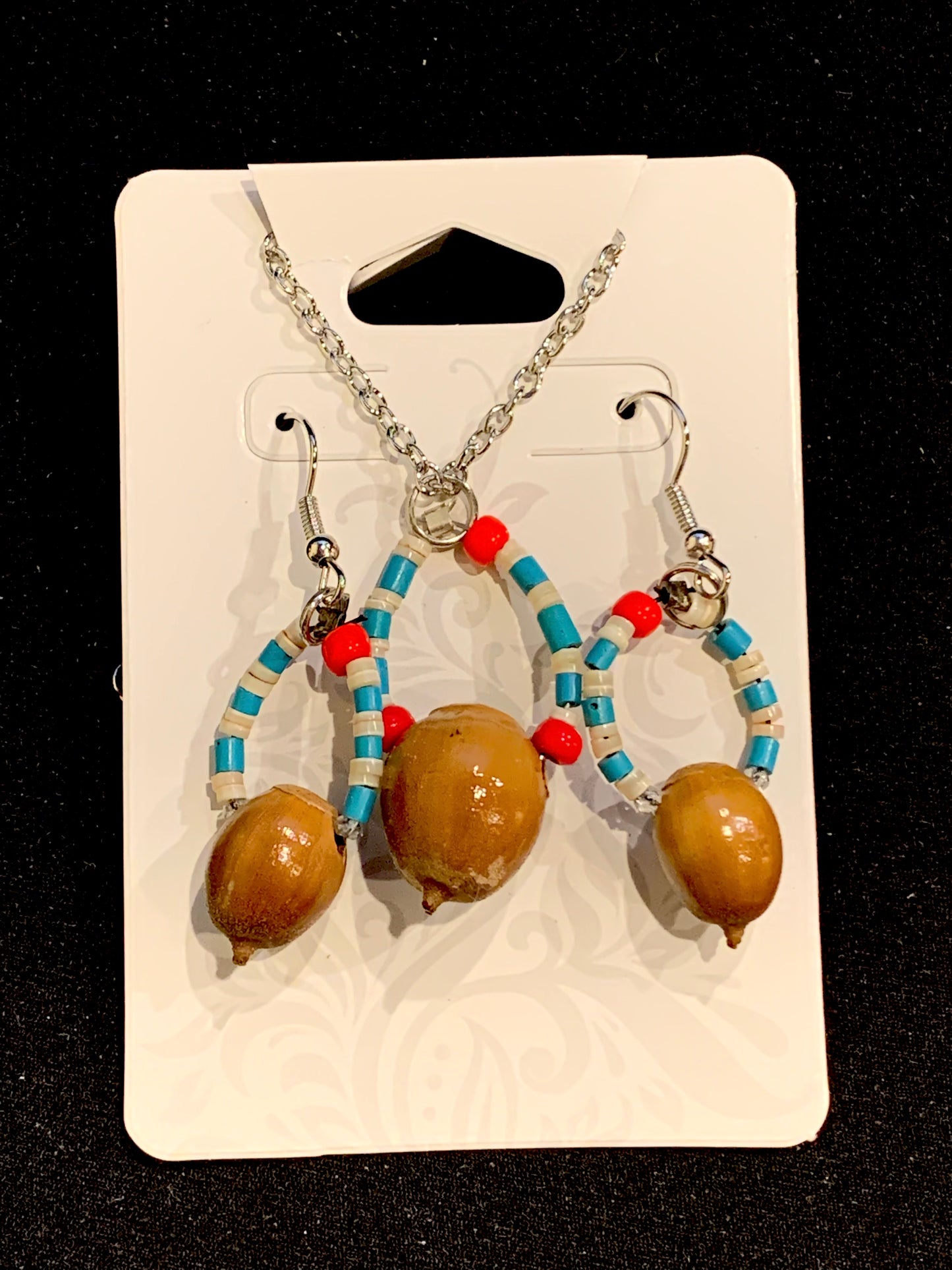Amaris Makes Good - Acorn and Bead Necklace/Earrings Sets