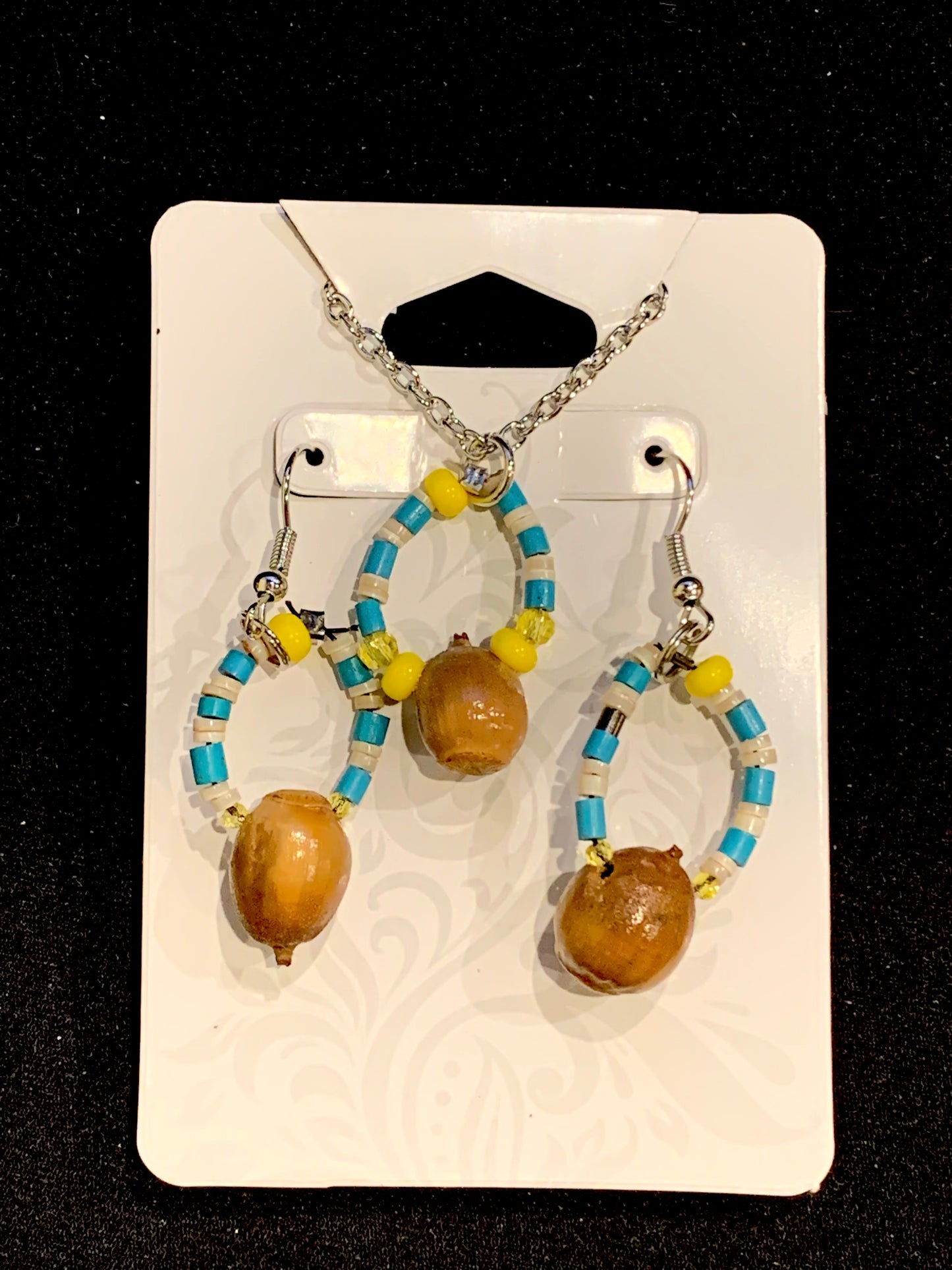 Amaris Makes Good - Acorn and Bead Necklace/Earrings Sets