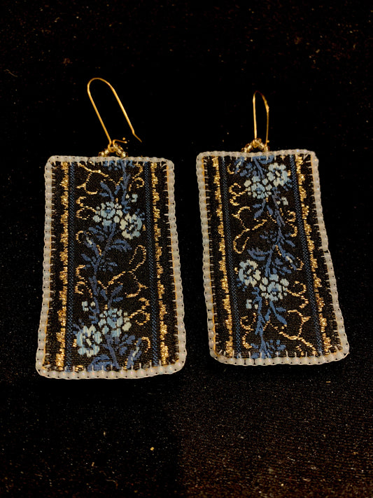 Michaila Taylor - Fabric and Hide Earrings with Beaded Edges