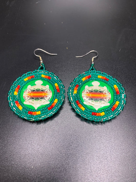 Christine Lone Elk - Beaded Medallion Earrings