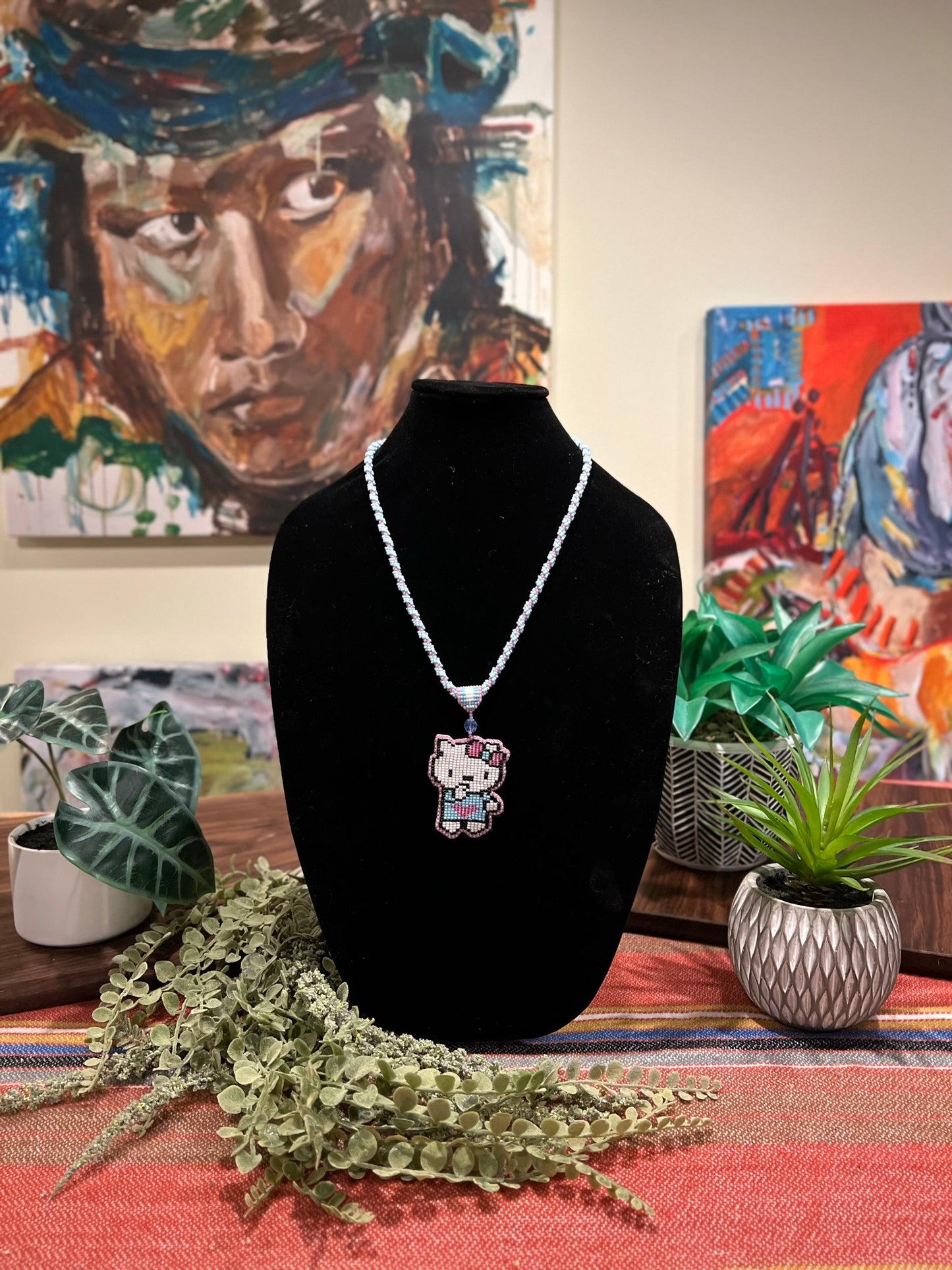 Youth's Beaded Pink Kitten Necklace- All Relations United