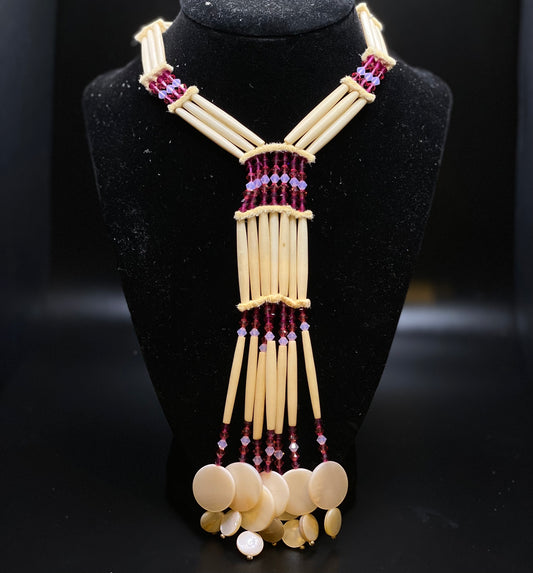 Niio Perkins - Tiered Bone Necklace (pink)