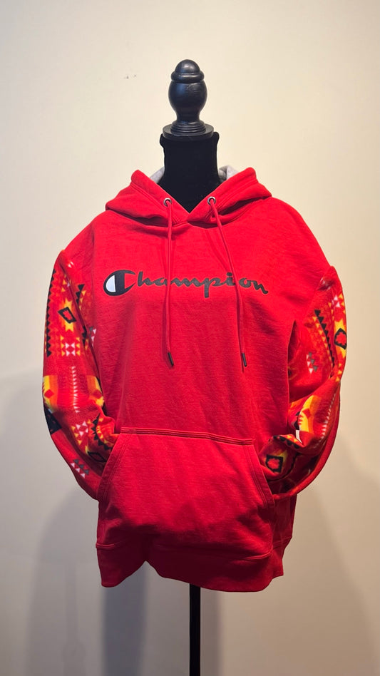 Champion Sweatshirt Hoodie- Red and Yellow Tribal Print