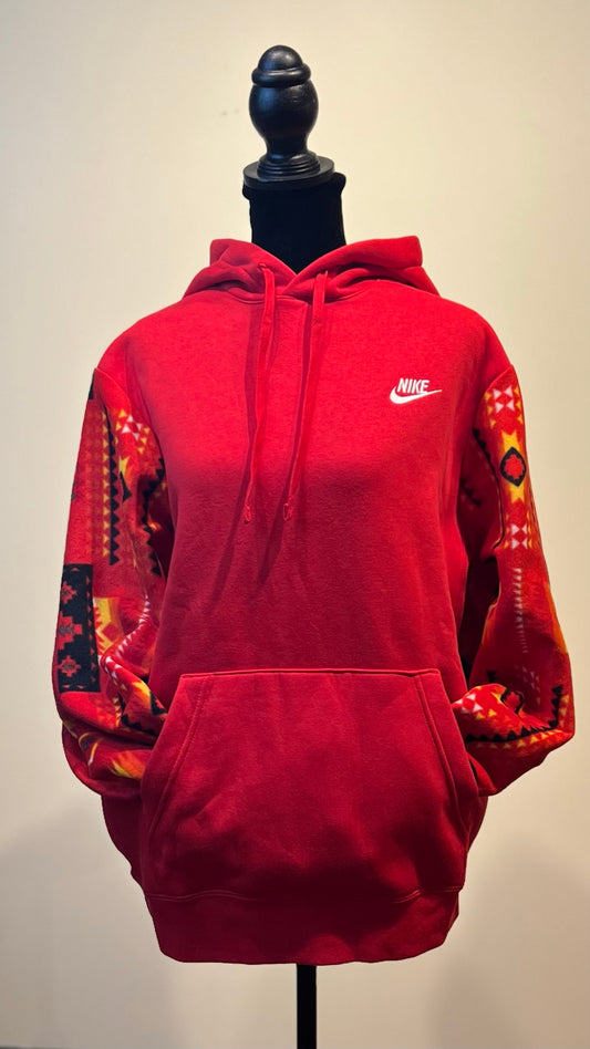 Nike Sweatshirt Hoodie- Red and Orange Tribal Print
