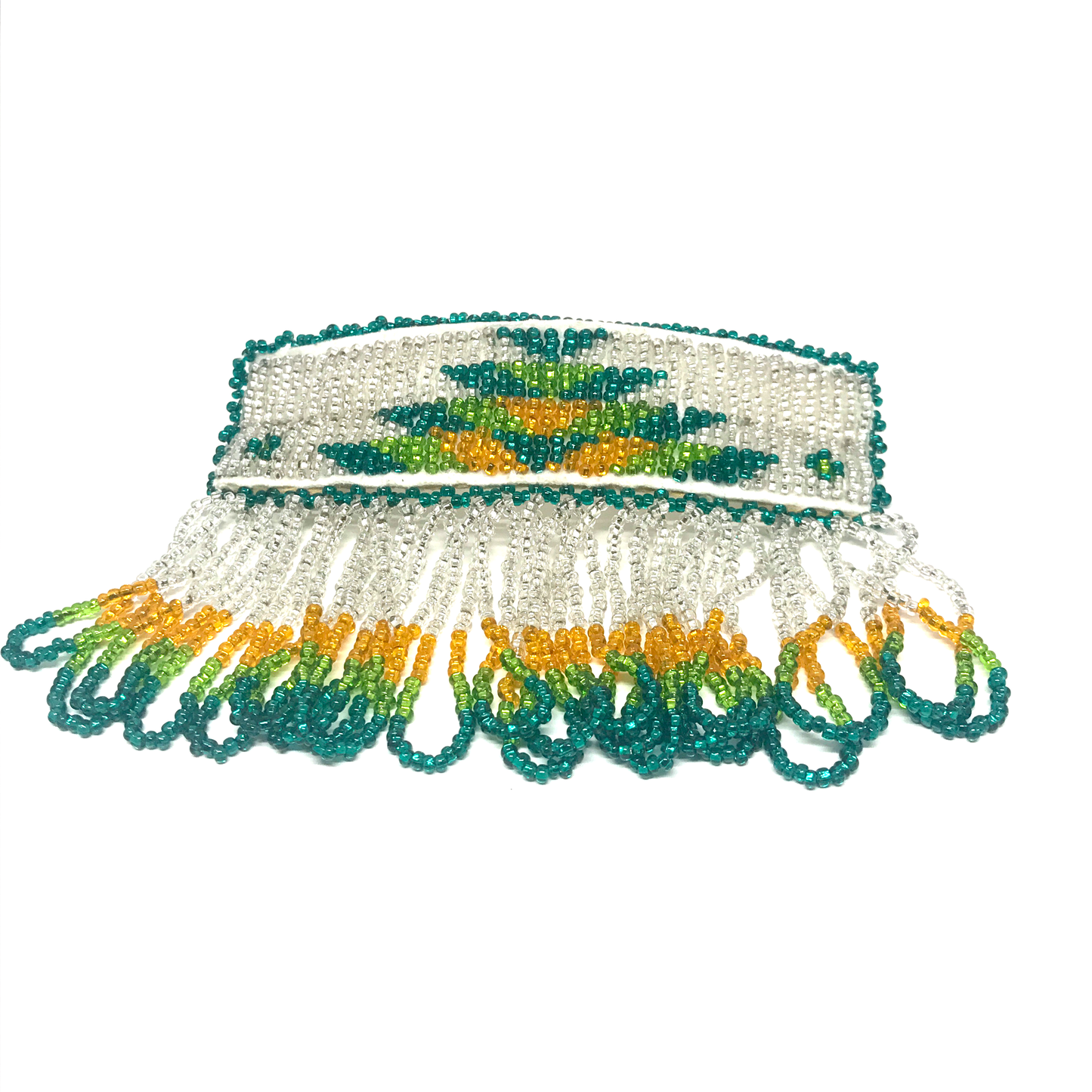 Loretta Cook - Green, Yellow and White Dance Barrette - Intertribal Creatives by Running Strong for American Indian Youth