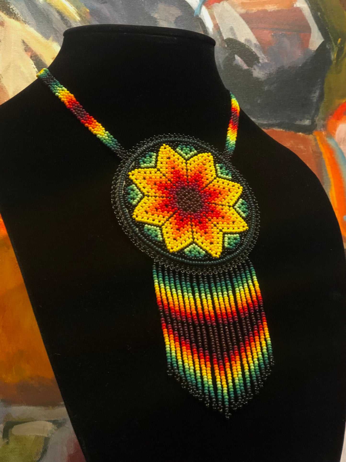 All Relations United - Beaded Flower Medallion Necklaces