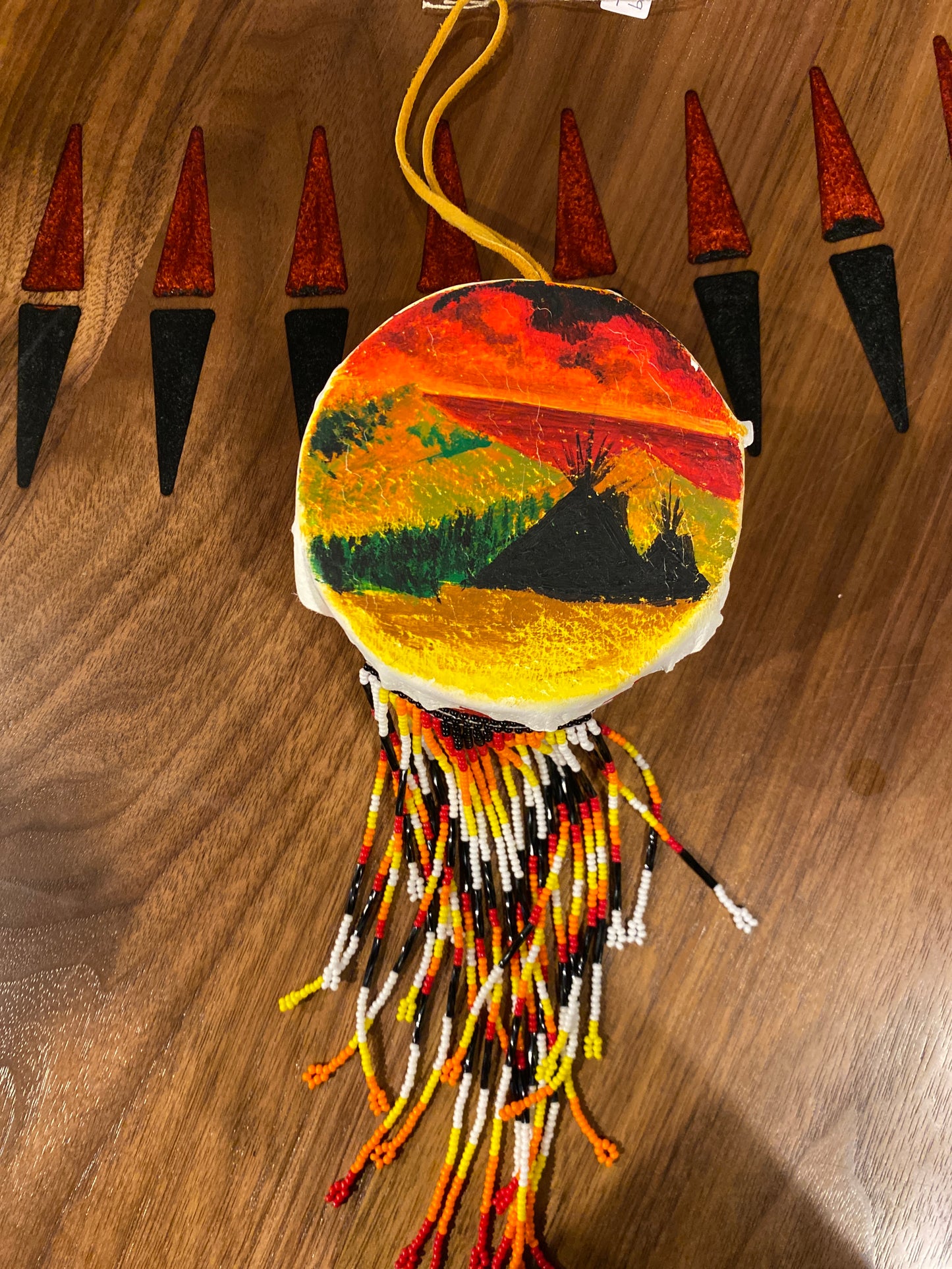 All Relations United - Painted Drum with Fringe