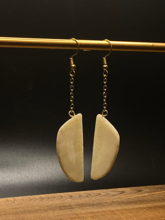 Aeshia Upton - Ivory Halves with Gold Chain Earrings